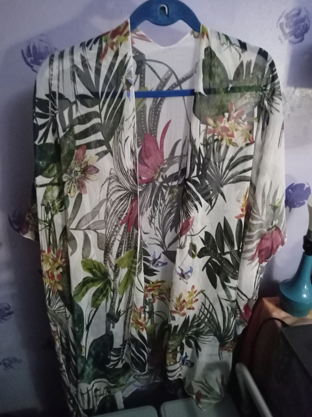 Floral Tropical Open-Front Kimono